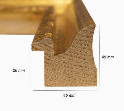 230.010 cadre en bois à la feuille d'or. mesure de profil 45x45 mm Lombarda cornici S.n.c.