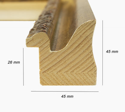 230.230 cadre en bois à la feuille d'or antique mesure de profil 45x45 mm Lombarda cornici S.n.c.