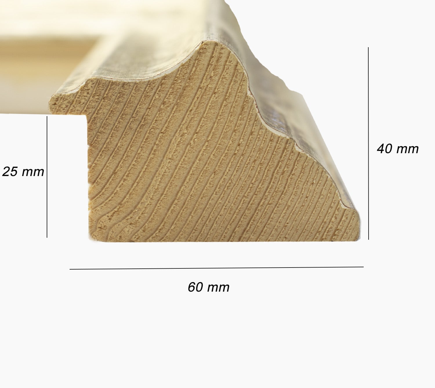 310.915 marco de madera con fondo ocre blanco perfil medida 60x40 mm – AC  Lombarda cornici