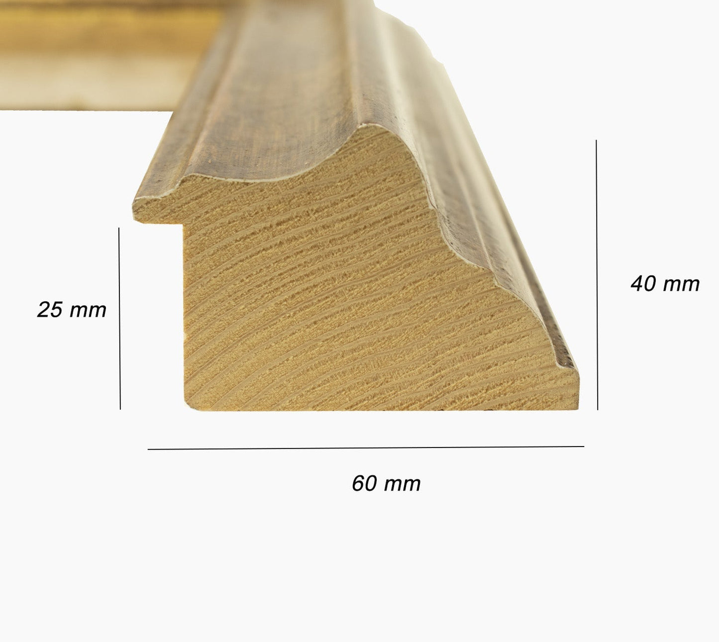 310.230 cadre en bois à la feuille d'or antique mesure de profil 60x40 mm Lombarda cornici S.n.c.