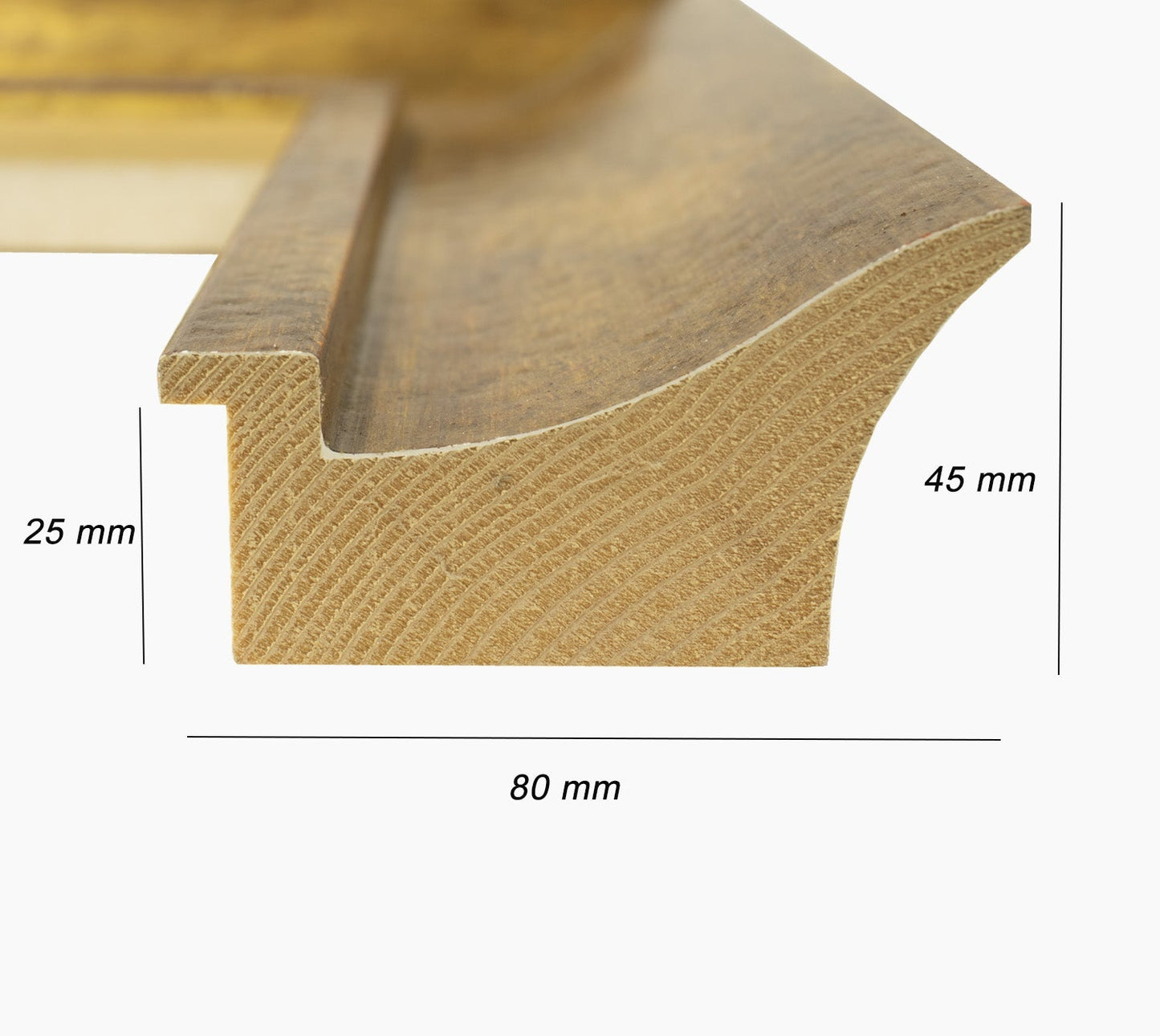 448.230 cadre en bois à la feuille d'or antique mesure de profil 80x45 mm Lombarda cornici S.n.c.