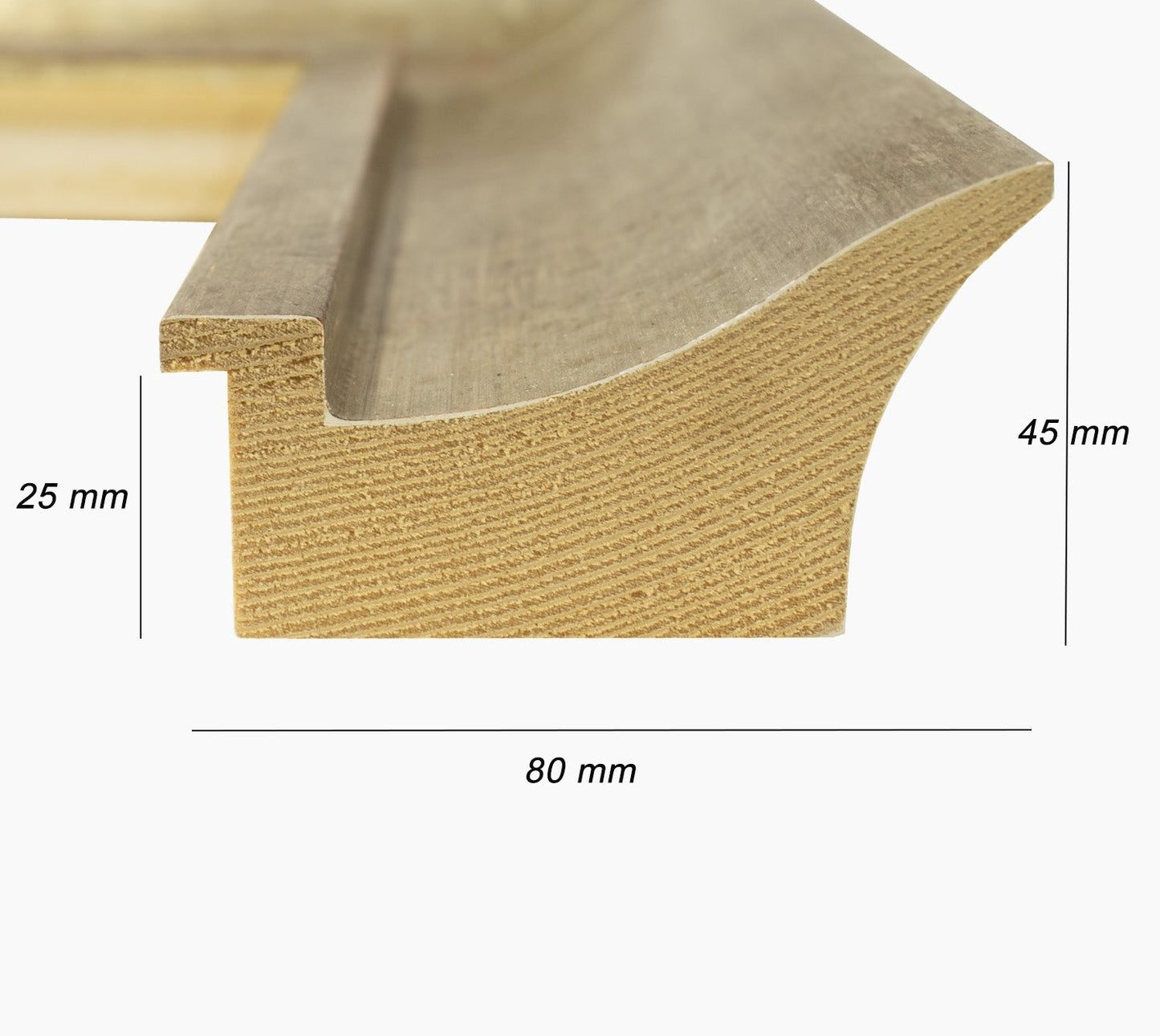 448.231  cadre en bois à la feuille d'argent antique mesure de profil 80x45 mm Lombarda cornici S.n.c.