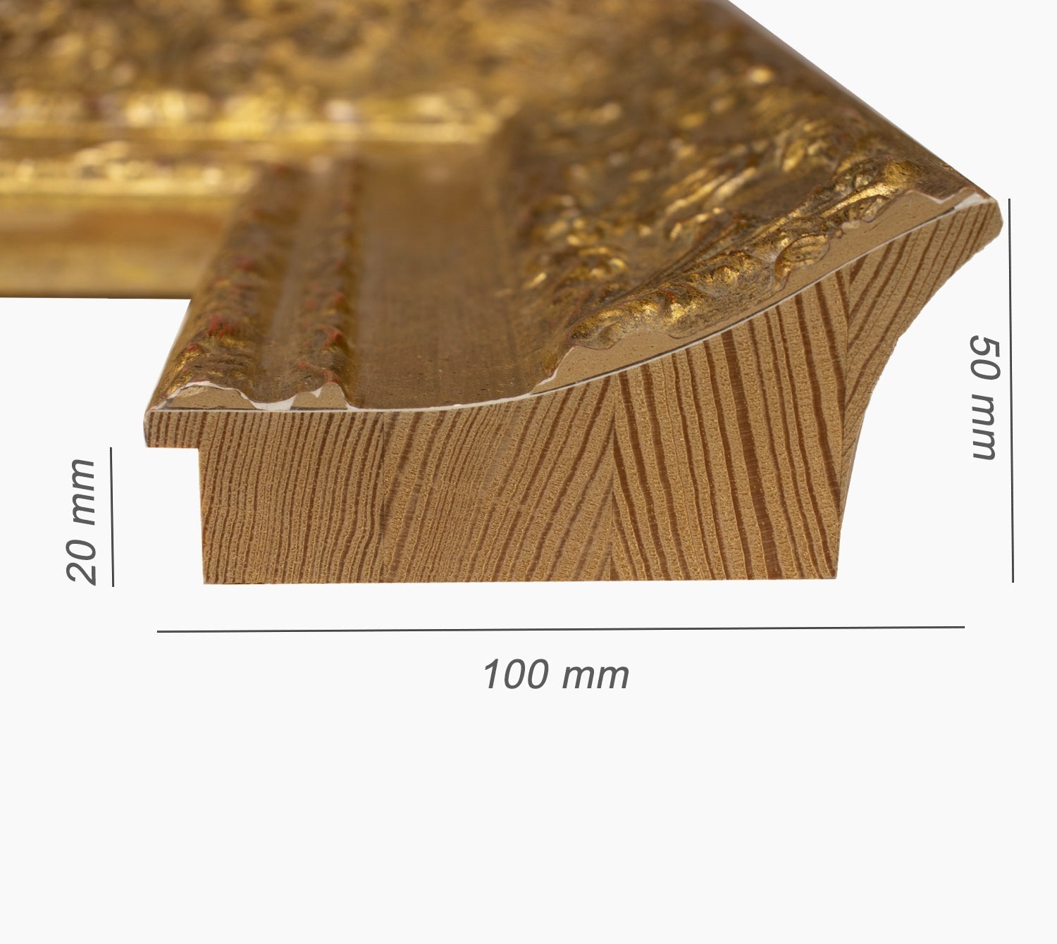 4900.010 cadre en bois à la feuille d'or mesure de profil 100x50 mm Lombarda cornici S.n.c.