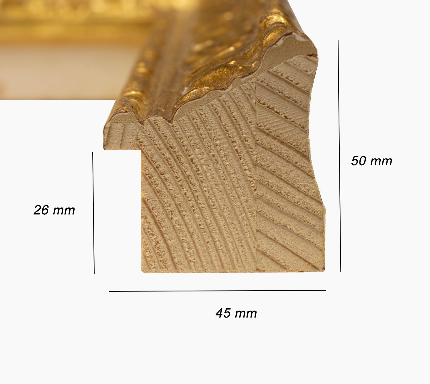 496.010 cadre en bois à la feuille d'or mesure de profil 45x50 mm Lombarda cornici S.n.c.