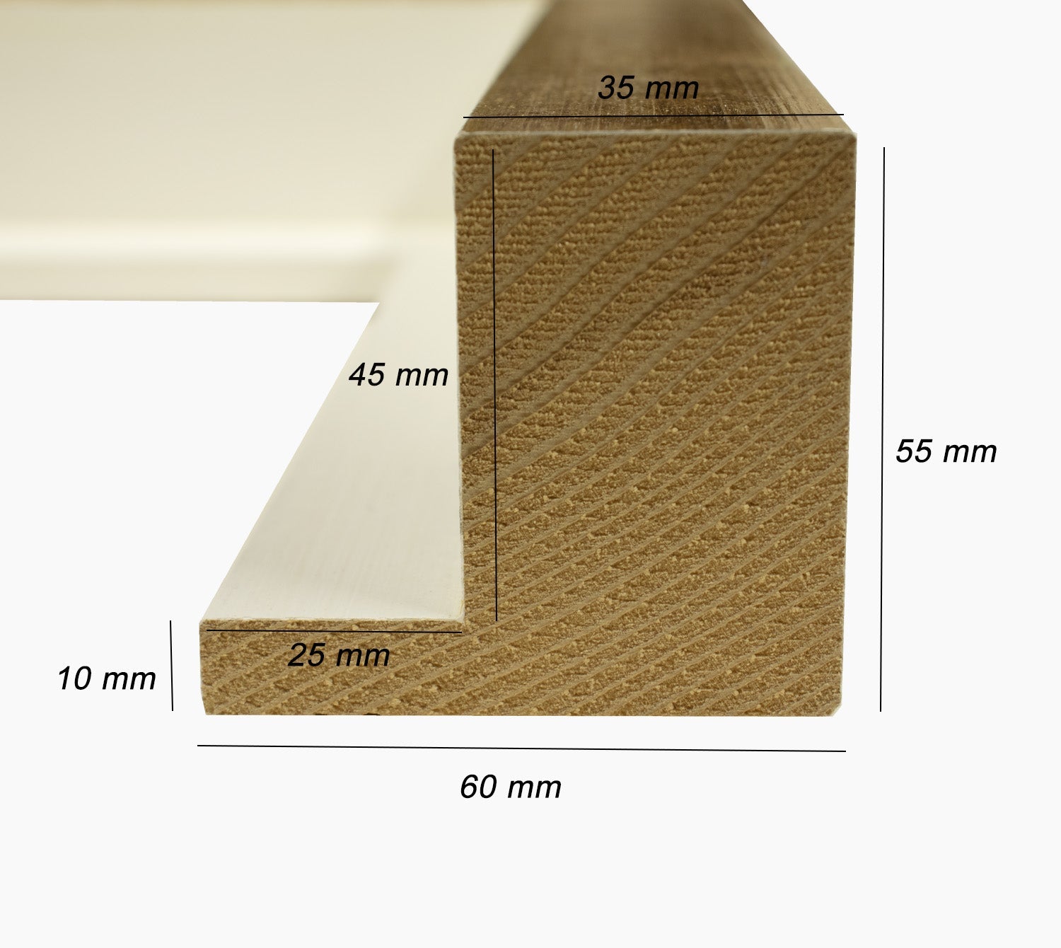 605.7998 cadre en bois blanc et or mesure de profil 60x55 mm Lombarda cornici S.n.c.