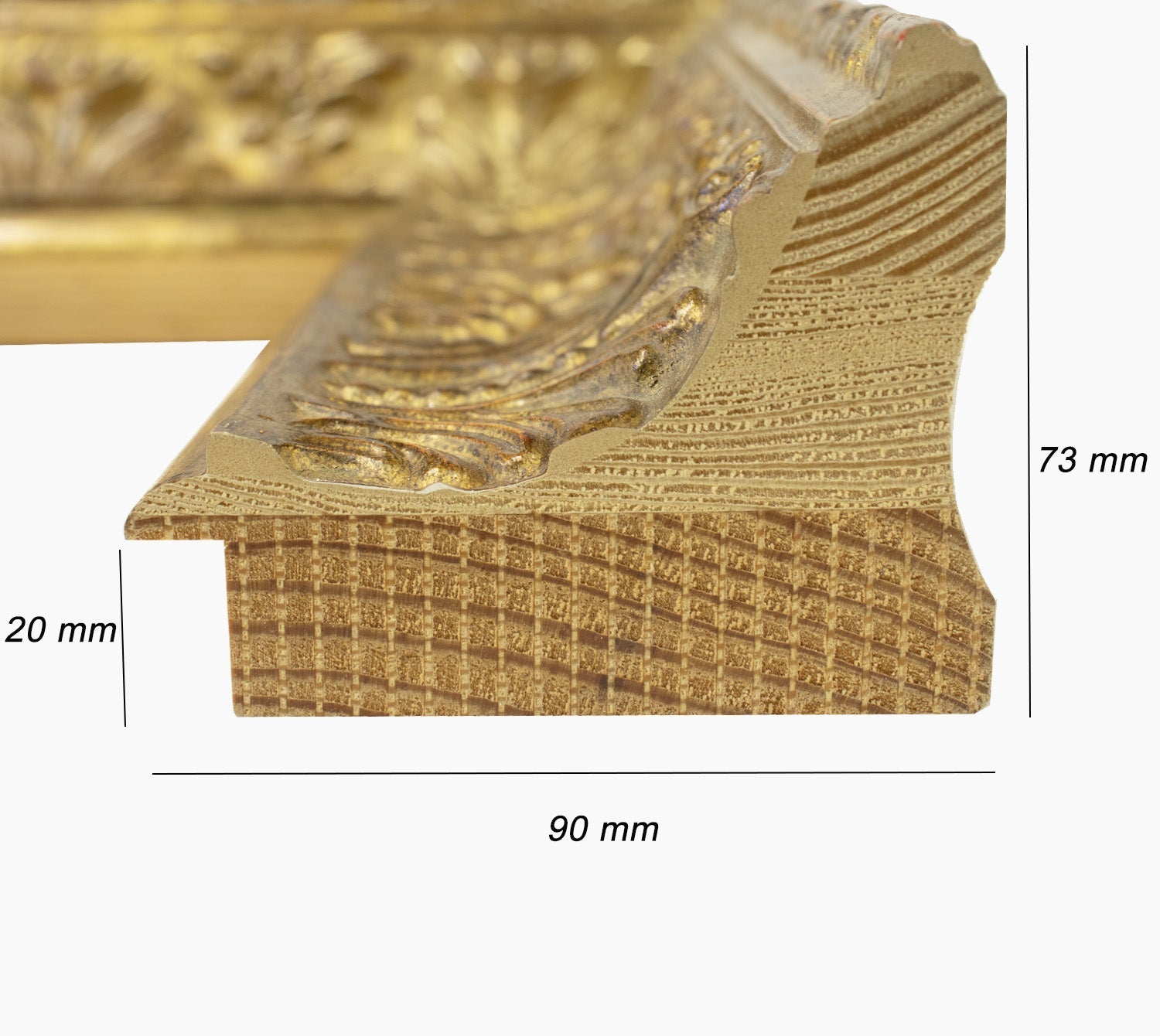 6300.230 cadre en bois à la feuille d'or antique mesure de profil 90x73 mm Lombarda cornici S.n.c.