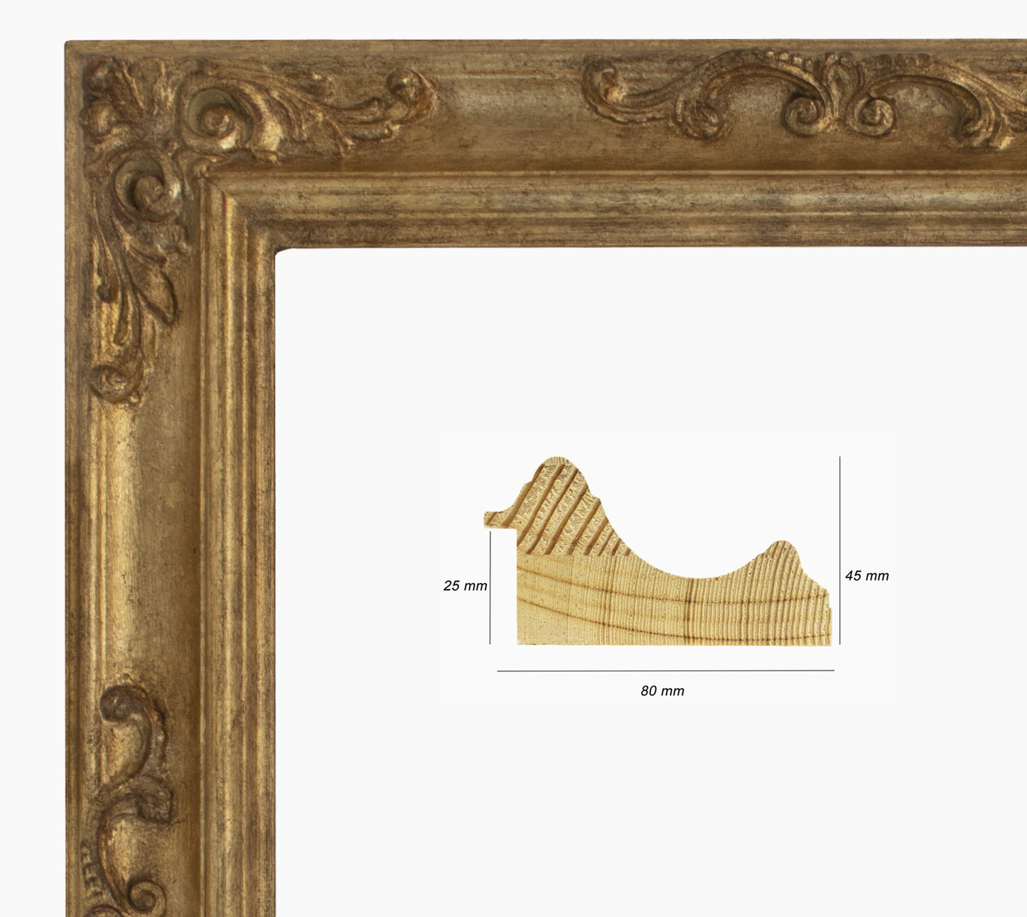 COR.739.010 cadre baroque a la feuille d'or