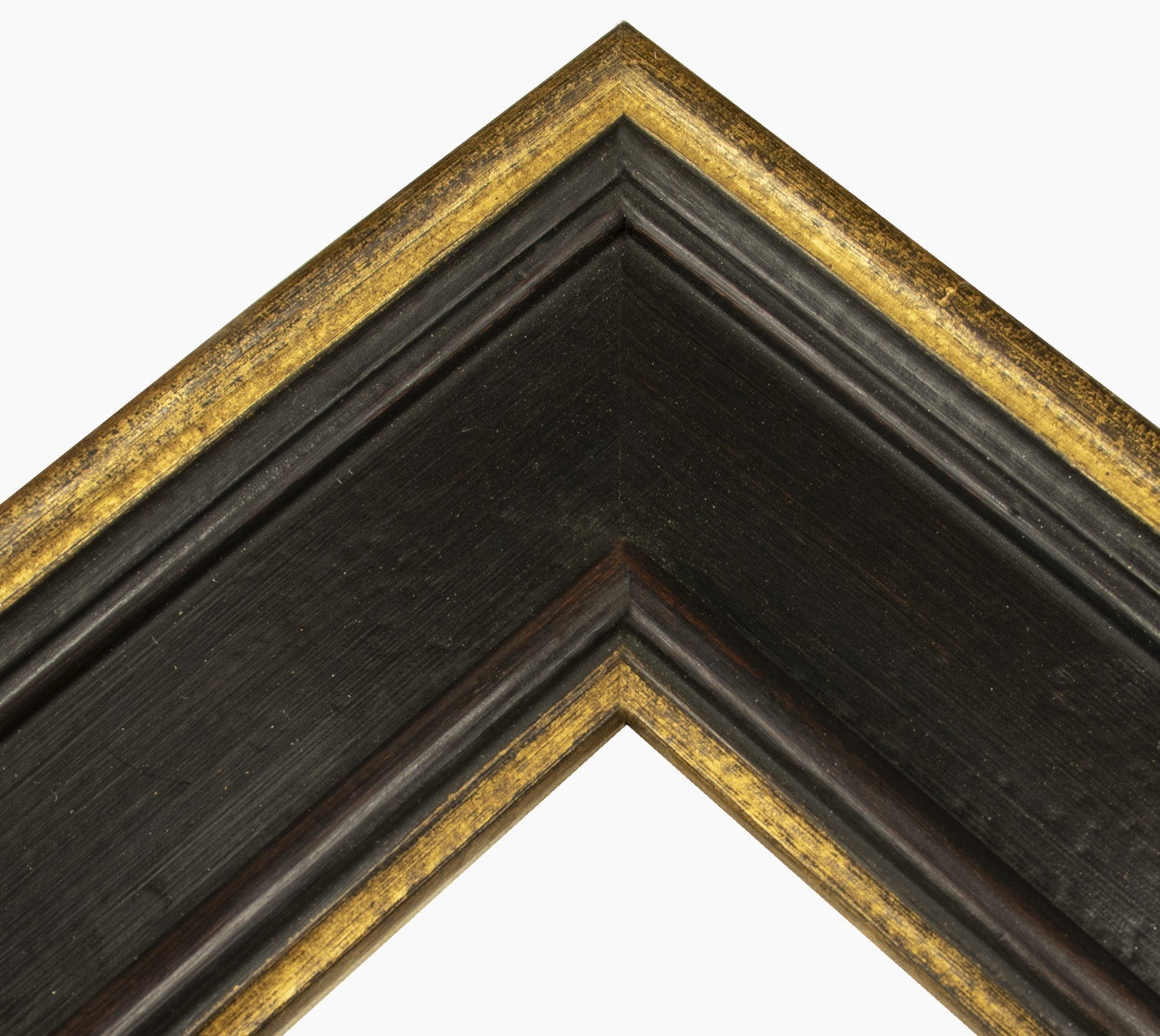 740.601 cadre en bois noir avec des fils d'or mesure de profil