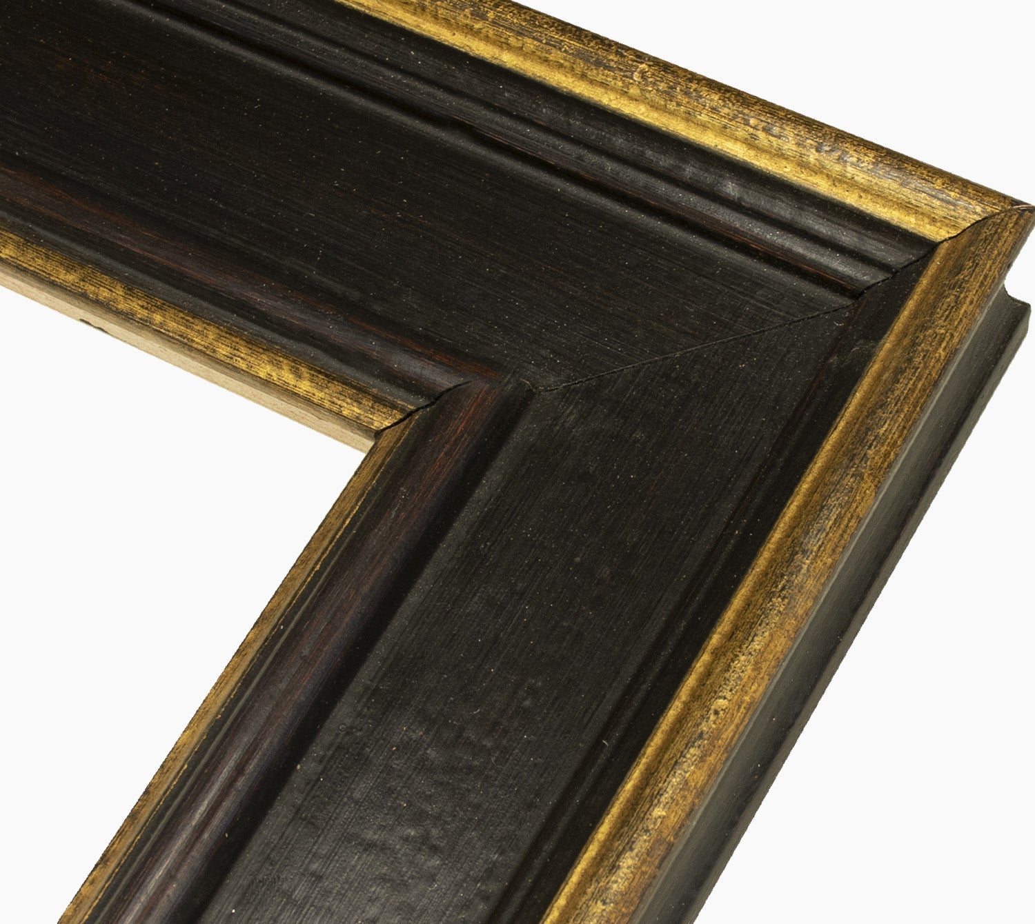 740.601 cadre en bois noir avec des fils d'or mesure de profil