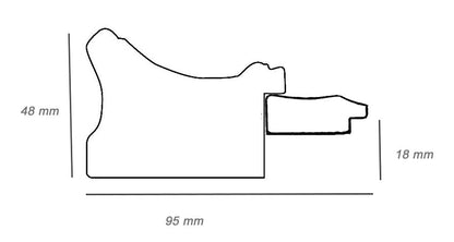 CP3.620.010 cadre en bois avec passe-partout 3,5 fil d'or Lombarda cornici S.n.c.