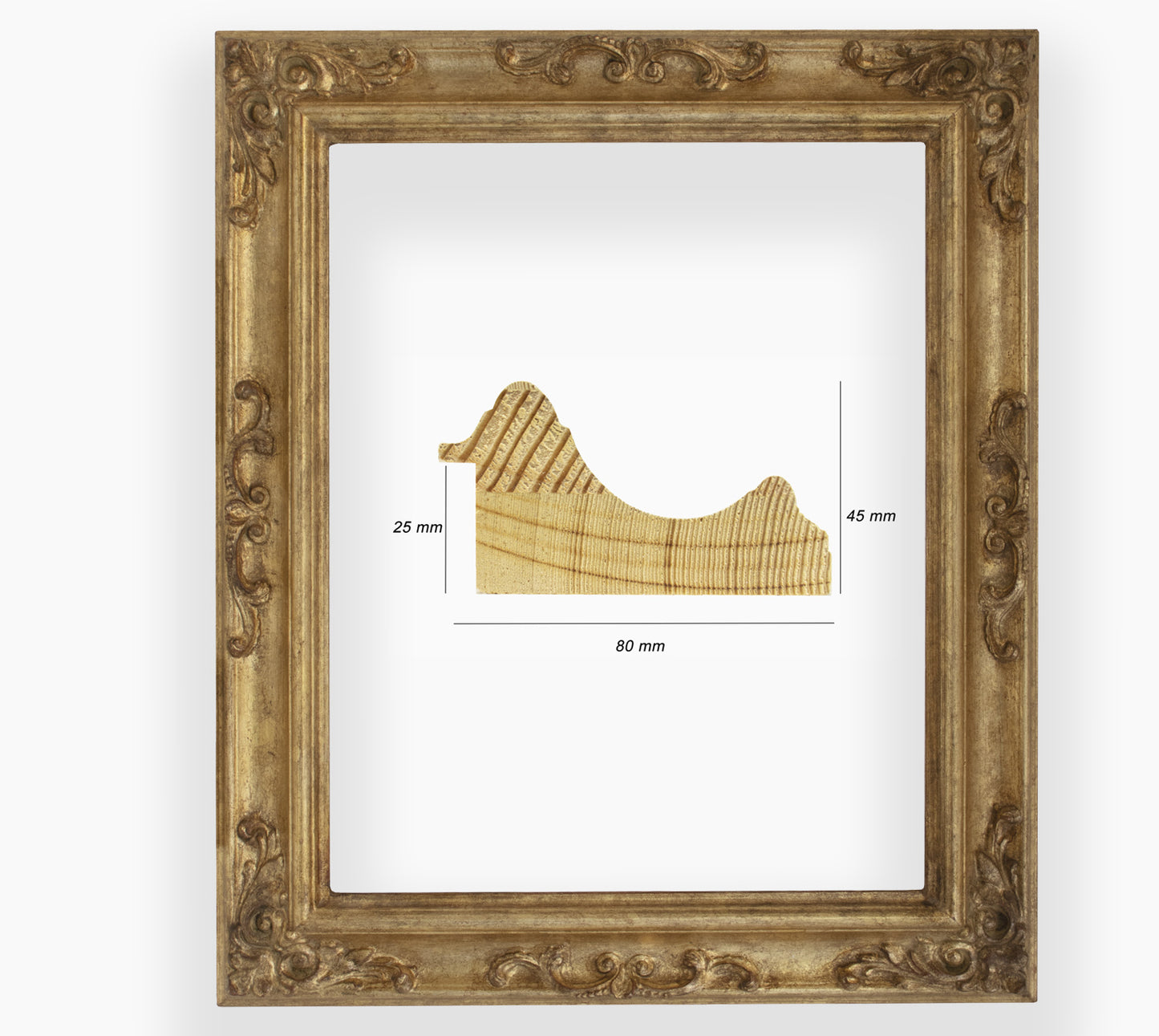 COR.739.010 cadre baroque a la feuille d'or